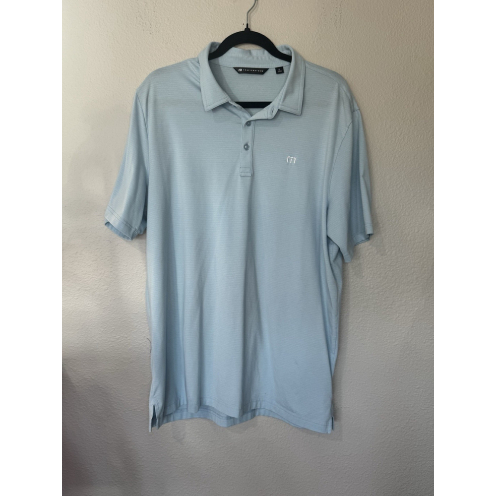Travis Mathew Polo Shirt Mens XL Light Blue Golf Performance Stretch Casual